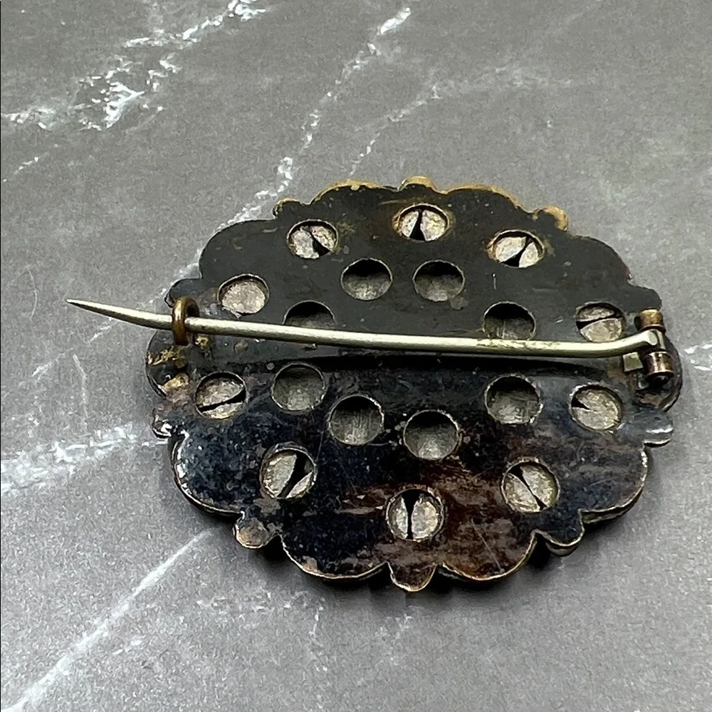 Rare Antique Victorian Black Enamel Mourning Brooch Pin - Picture 5 of 9